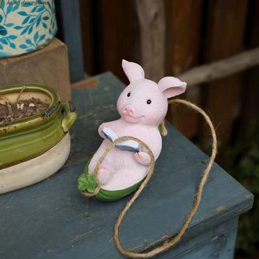 Piggy Swing Outdoor Decoration Resin
