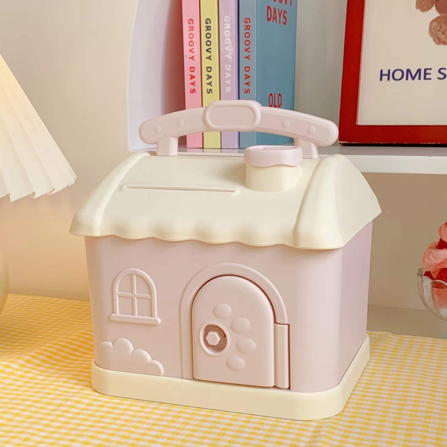 Net Red Piggy Bank Piggy Bank Creative Cartoon Shape Cute Small House Can Withdraw Large Capacity Plastic Piggy Bank