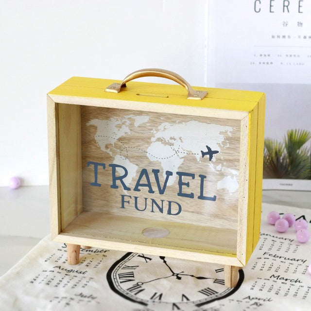 Nordic Wooden Piggy Bank Creative Sundries Storage Box Children's Bedroom Desktop Decoration Fun Gifts