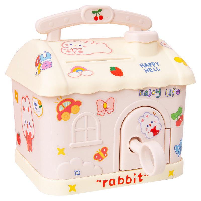 Net Red Piggy Bank Piggy Bank Creative Cartoon Shape Cute Small House Can Withdraw Large Capacity Plastic Piggy Bank