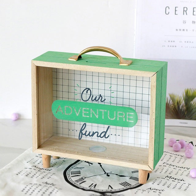 Nordic Wooden Piggy Bank Creative Sundries Storage Box Children's Bedroom Desktop Decoration Fun Gifts