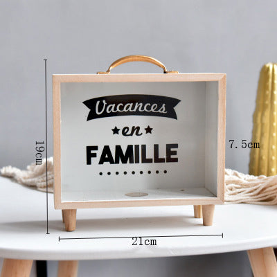 Nordic Wooden Piggy Bank Creative Sundries Storage Box Children's Bedroom Desktop Decoration Fun Gifts