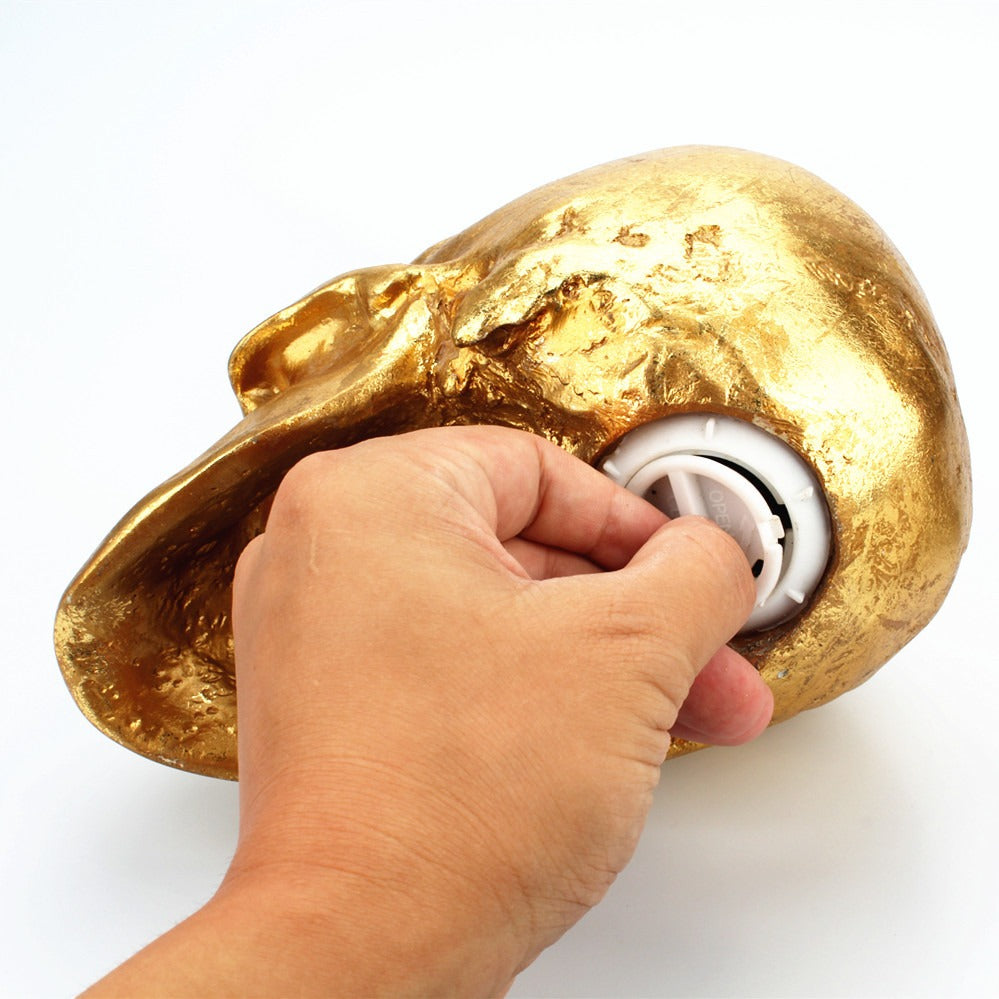 Creative desktop decoration of gold skull resin piggy bank