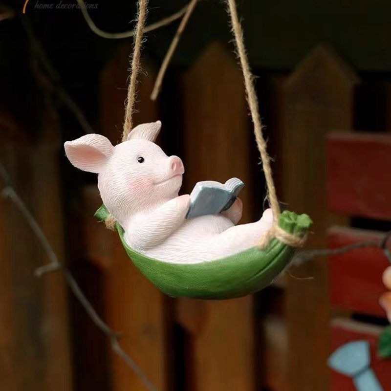 Piggy Swing Outdoor Decoration Resin