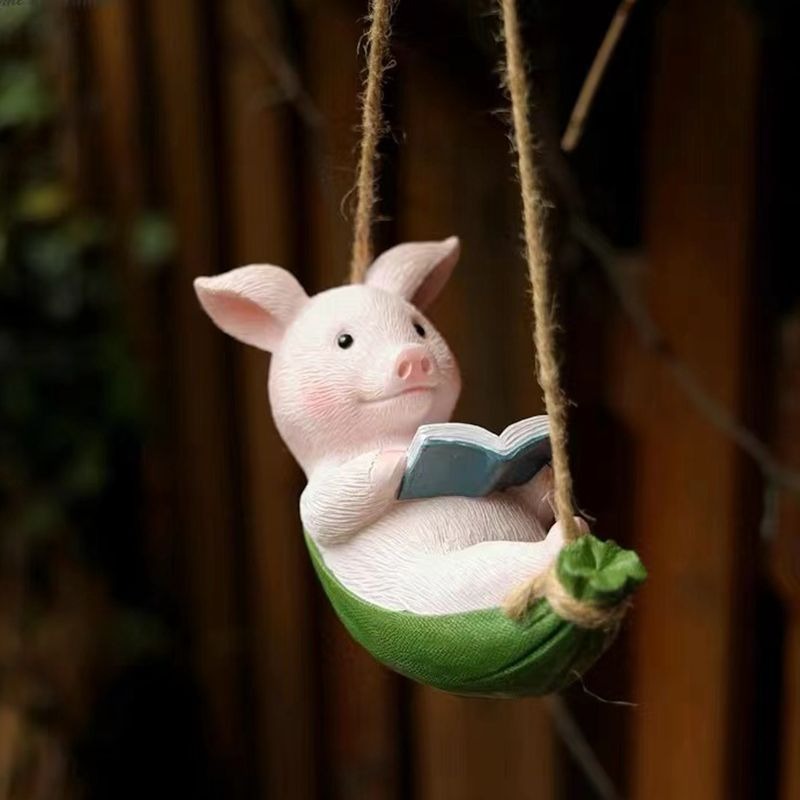 Piggy Swing Outdoor Decoration Resin