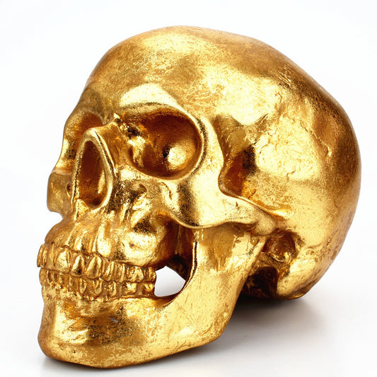 Creative desktop decoration of gold skull resin piggy bank