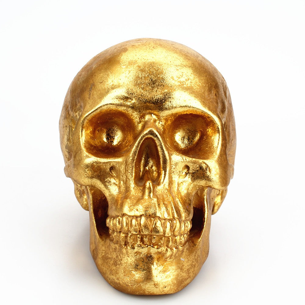 Creative desktop decoration of gold skull resin piggy bank
