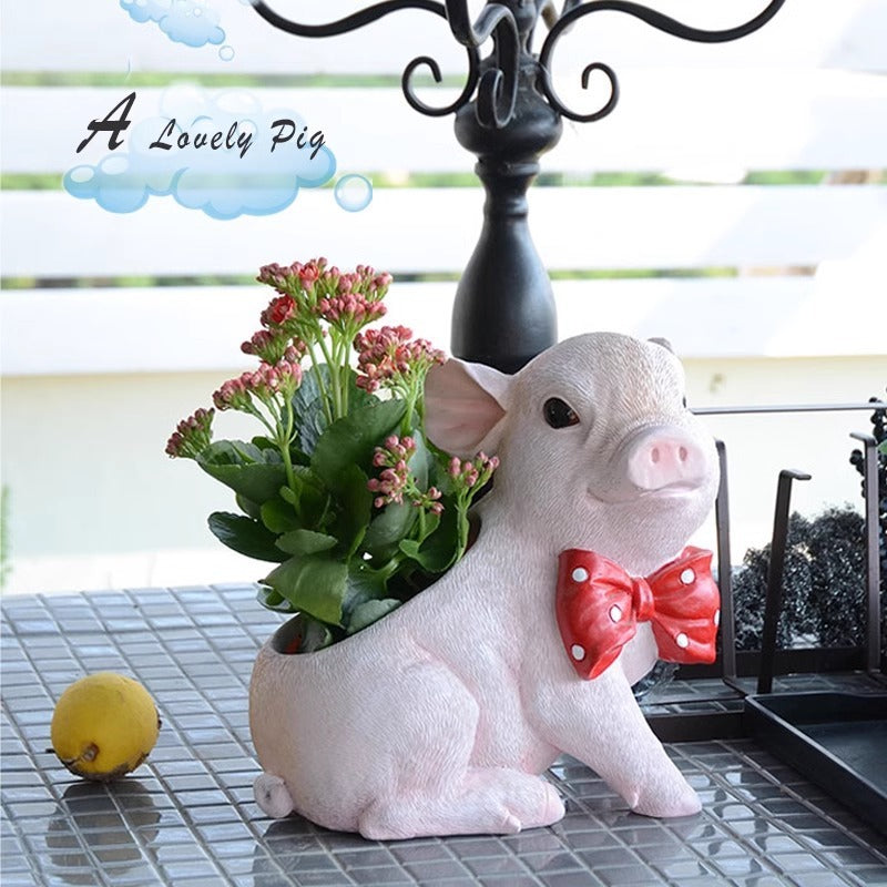 Cute Piggy Flower Pot Resin Flower Pot Decoration