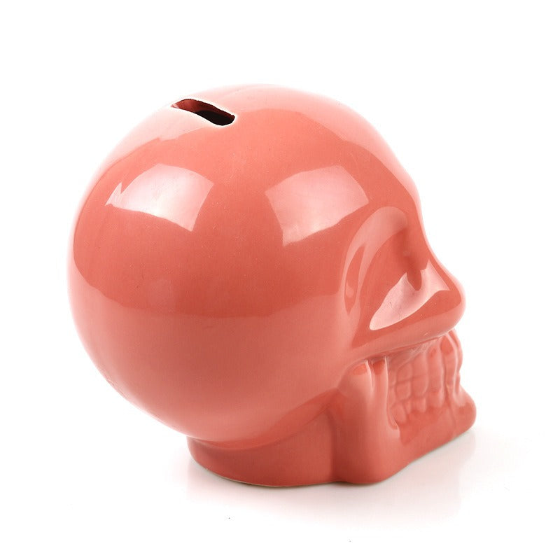 Pink skull porcelain skull resin piggy bank