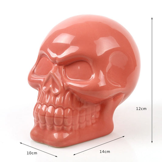 Pink skull porcelain skull resin piggy bank