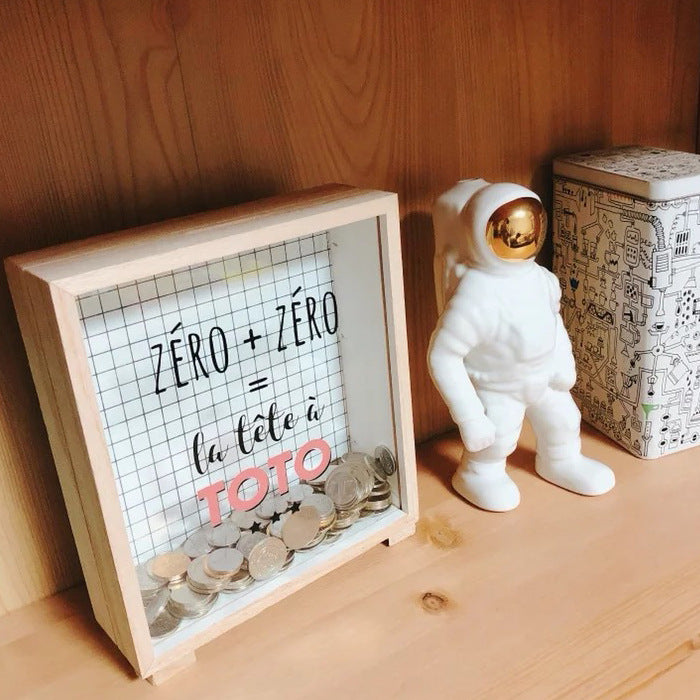 Nordic Wooden Piggy Bank Creative Sundries Storage Box Children's Bedroom Desktop Decoration Fun Gifts