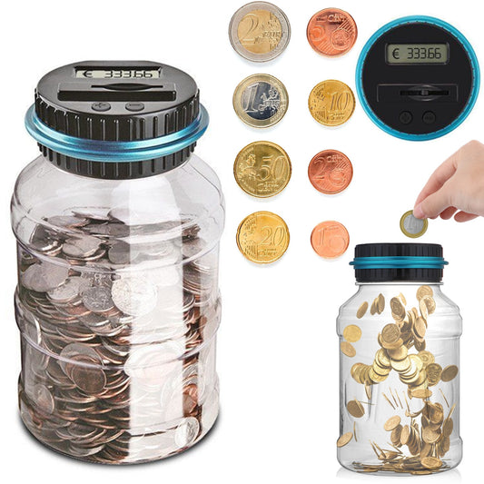 1.8L Piggy Bank Counter Coin Electronic Digital LCD Counting Coin Money Saving Box Coins Storage Box For USD/EURO/GBP