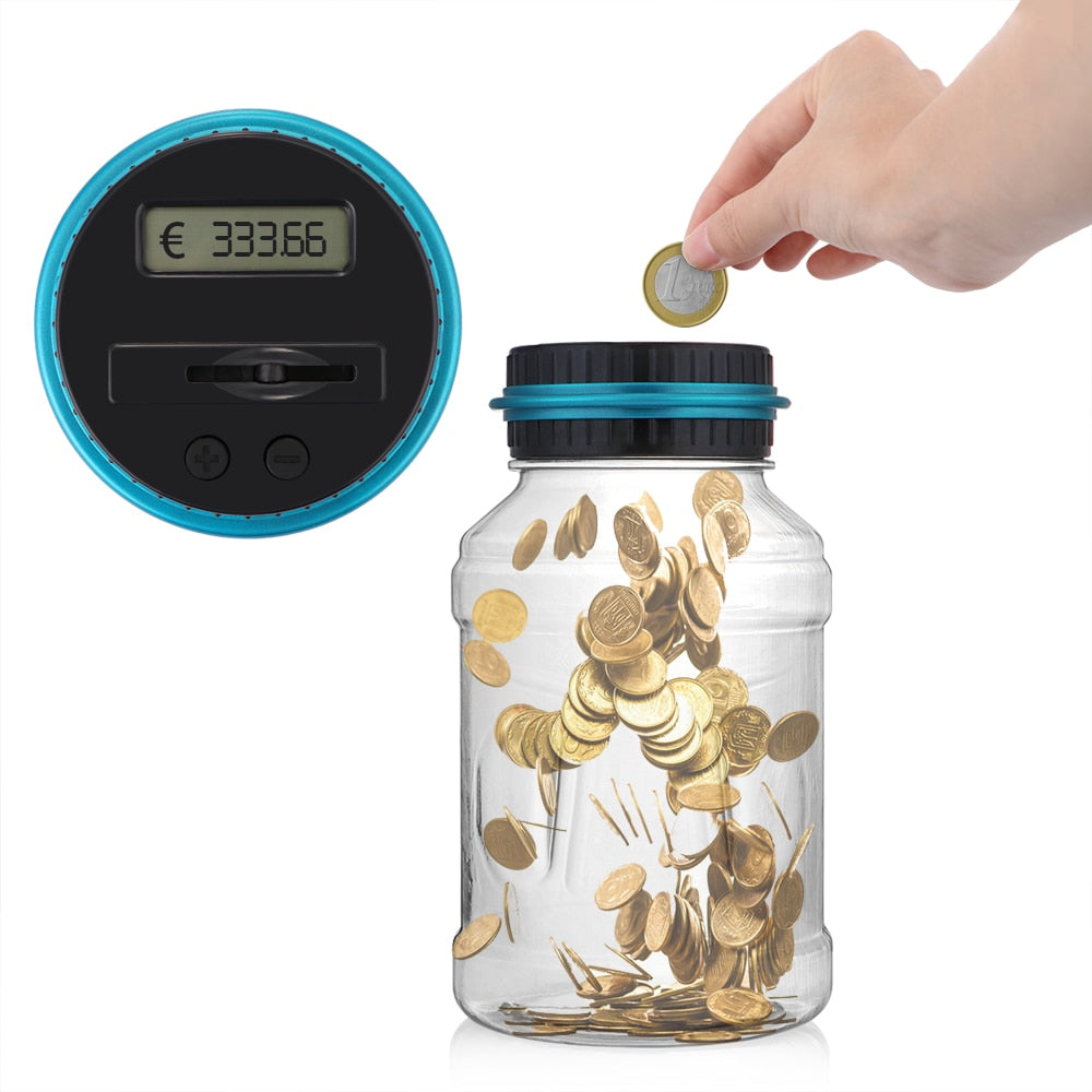 1.8L Piggy Bank Counter Coin Electronic Digital LCD Counting Coin Money Saving Box Coins Storage Box For USD/EURO/GBP