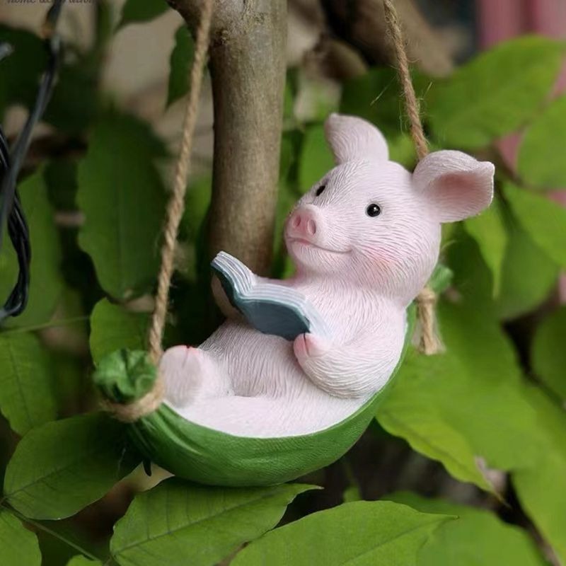 Piggy Swing Outdoor Decoration Resin