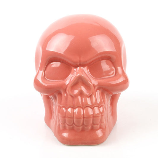Pink skull porcelain skull resin piggy bank