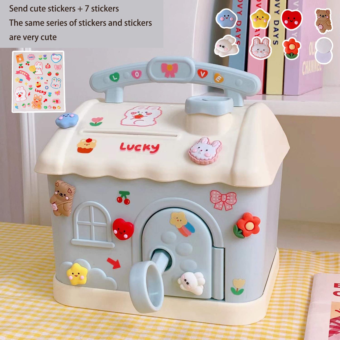 Net Red Piggy Bank Piggy Bank Creative Cartoon Shape Cute Small House Can Withdraw Large Capacity Plastic Piggy Bank